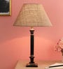 Brown Fabric Shade Table Lamp with Brown Base