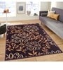 Purple Floral Polyester 5 ft x 7 ft Machine Made Carpet