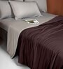 Brown Nylon Solid 180 GSM Reversible Single Blanket