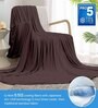Brown Nylon Solid 180 GSM Reversible Single Blanket