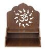 Brown Om Design Laminated Wood Pooja Shelf