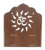 Brown Om Design Laminated Wood Pooja Shelf
