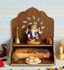 Brown Om Design Laminated Wood Pooja Shelf