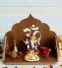 Brown Om Design Laminated Wood Pooja Shelf