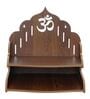 Brown Om Design Laminated Wood Pooja Shelf