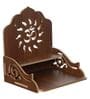 Brown Om Design Laminated Wood Pooja Shelf
