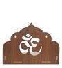 Brown Om Design Laminated Wood Pooja Shelf