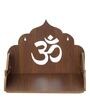 Brown Om Design Laminated Wood Pooja Shelf