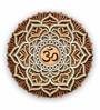 Brown Om Relief Sculpture Pine Wood Wall Art