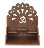 Brown Om with Bells Design and Laminated Wood Pooja Shelf