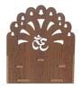 Brown Om with Bells Design and Laminated Wood Pooja Shelf