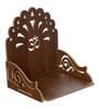 Brown Om with Bells Design Laminated Wood Pooja Shelf