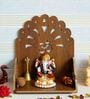 Brown Om with Bells Design Laminated Wood Pooja Shelf