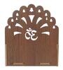 Brown Om with Bells Design Laminated Wood Pooja Shelf