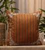 Orange Striped Polyester 20 x 20 Inches Cushion Cover
