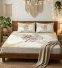 Brown Panel Design 180 TC Cotton King Bedhseet 2 pillow covers