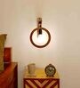 Brown Pine Wood Halo Wall Sconces
