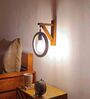 Brown Pine Wood Halo Wall Sconces