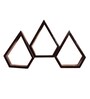 Set of 3 Solid Wood Pentagon Shaped Wall Shelf in Brown Colour
