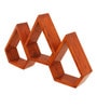 Set of 3 Solid Wood Pentagon Shaped Wall Shelf in Brown Colour
