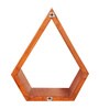 Set of 3 Solid Wood Pentagon Shaped Wall Shelf in Brown Colour