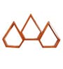 Set of 3 Solid Wood Pentagon Shaped Wall Shelf in Brown Colour