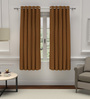 Brown Poly Cotton Solid 5ft Blackout Eyelet 2 Pc Window Curtains