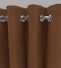 Brown Poly Cotton Solid 5ft Blackout Eyelet 2 Pc Window Curtains