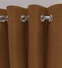 Brown Poly Cotton Solid 5ft Blackout Eyelet 2 Pc Window Curtains