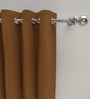 Brown Poly Cotton Solid 5ft Blackout Eyelet 2 Pc Window Curtains