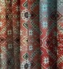 Brown Polycanvas Floral 7ft Blackout Fabric Loops Door Curtain