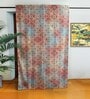 Brown Polycanvas Floral 7ft Blackout Fabric Loops Door Curtain