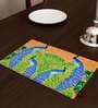 Peacock (12x18) Brown & Blue Poly Cotton (Set of 4) Placemat