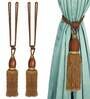 Brown Polyester (Set of 2) Curtain Tie Backs