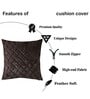 Brown Textured Polyester 16 x 16 Inch Cushion Covers (Set of 2)