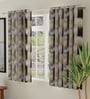 Brown Polyester Abstract 5ft Room Darkening Eyelet Window Curtains (2 Pc)