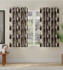 Brown Polyester Abstract 5ft Room Darkening Eyelet Window Curtains (2 Pc)