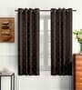Brown Solid Polyester 5 Ft Semisheer Eyelet Window Curtains (Set of 2)
