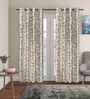 Brown Polyester Abstract 7ft Blackout Eyelet Door Curtains