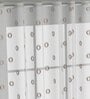 Brown Geometric Polyester 7 Ft Sheer Eyelet Door Curtain