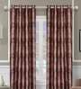 Brown Polyester Textured 7FT Light Filtering Eyelet Door Curtains (Pack of 2)