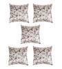 Brown Floral Polyester Blend 16 x 16 Inches Cushion Covers (Set of 5)