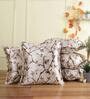 Brown Floral Polyester Blend 16 x 16 Inches Cushion Covers (Set of 5)