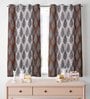 Brown Traditional Polyester 5 Ft Semisheer Eyelet Window Curtains (Set of 2)