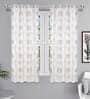 Cream Floral Polyester 5 Ft Light Filtering Eyelet Window Curtain