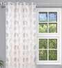 Cream Floral Polyester 5 Ft Light Filtering Eyelet Window Curtain