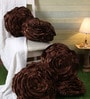 Brown Polyester Floral 40x40 inches Cushion Covers Set of 5