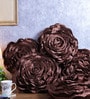 Brown Polyester Floral 40x40 inches Cushion Covers Set of 5