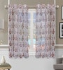 Brown Polyester Floral Light Filtering Eyelet 5 Feet Window Curtains (2 Pc)