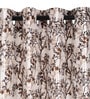 Brown Polyester Floral Light Filtering Eyelet 5 Feet Window Curtains (2 Pc)